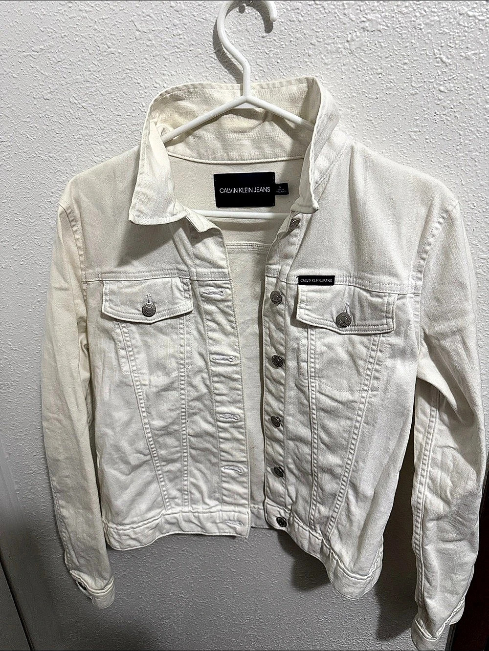 Calvin Klein Jeans White Denim Trucker Jacket Medium